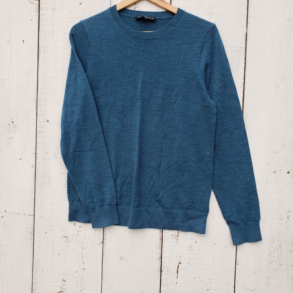 Katherine Barclay Mens Blue Merino Wool Pullover Crewneck Sweater Size M